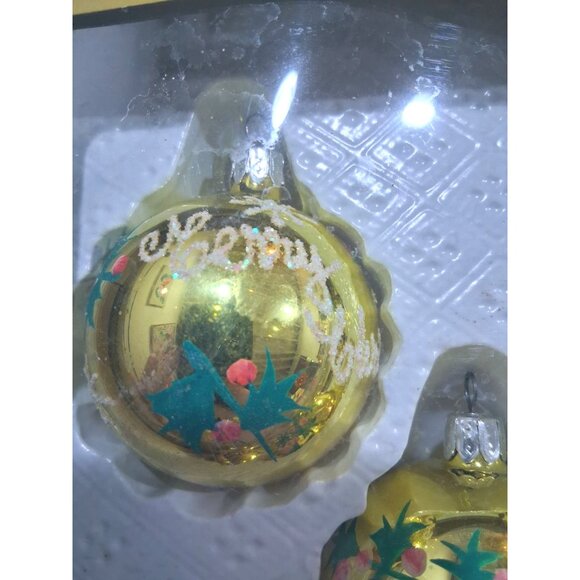 Vintage Commodore Christmas Classics Hand Decorated Glass Ornaments Set Of 5 Gol - Picture 5 of 11